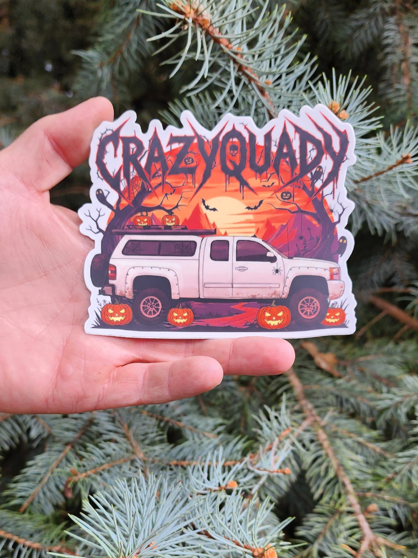 CrazyQuady Truck Camper Halloween Sticker