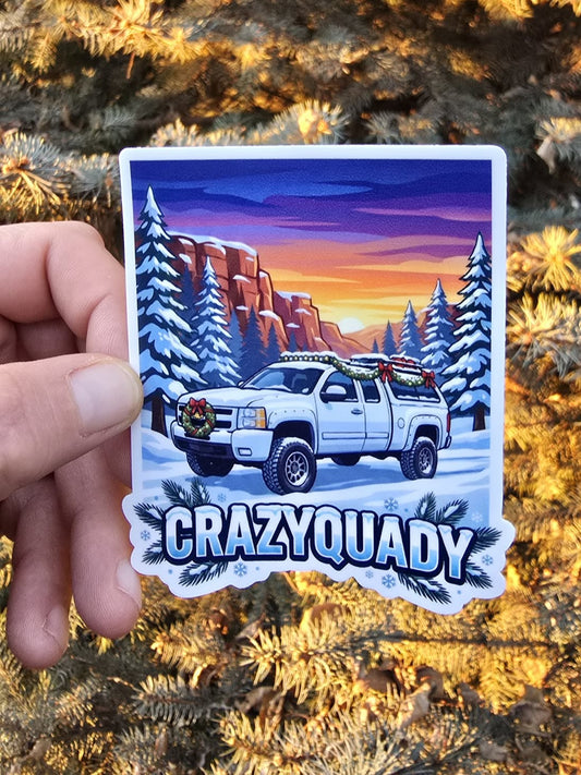 CrazyQuady Christmas Truck Camper Sticker
